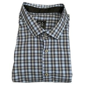 Jos. A. Bank Traveler Tech Shirt XXL Tailored Fit‎ Blue Plaid Wrinkle-Free